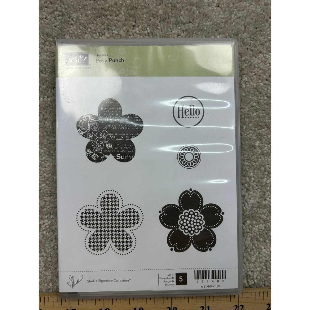 Stampin Up Posy Punch 122482 Clear Mount Rubber Stamp Set Hostess Floral 5pc